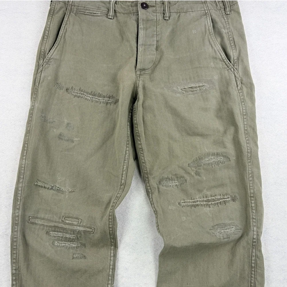 Polo Ralph Lauren Mens 32x30 Utility Distressed HBT Pants Olive Green